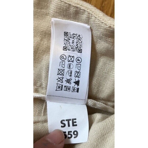 Zara Beige High Waist Side Zip Pleated Wide Leg Pants Size Medium - Picture 6 of 9